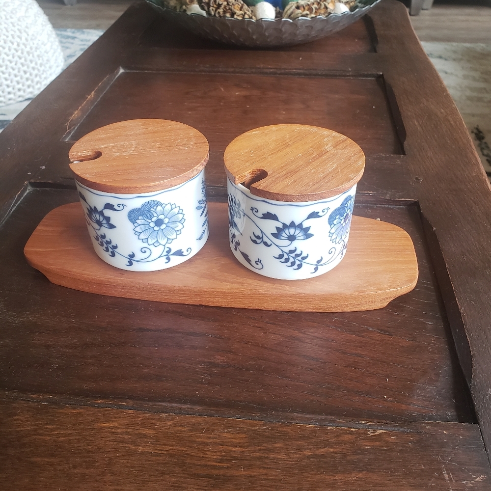 Blue Danube Jelly Jam Jars on Wooden Board